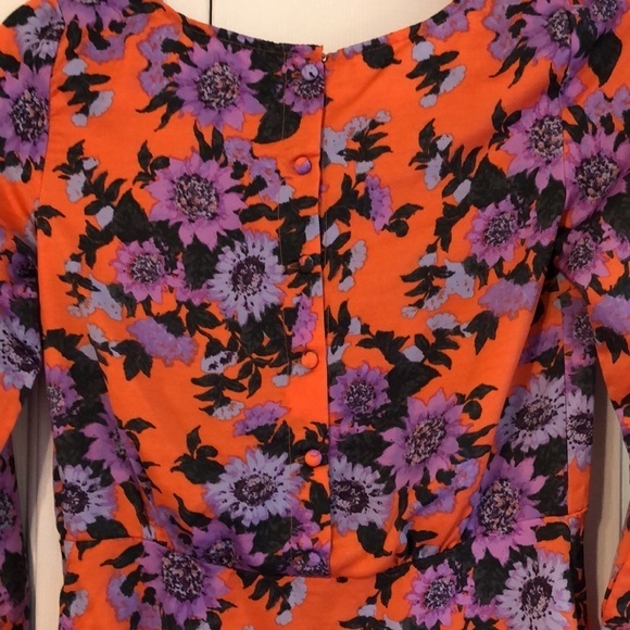 Free People Parker Orange Purple Floral Mini Dress Size 0 - Picture 6 of 11